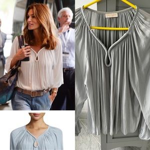 SHOPBOP RAMY BROOK  Cindy Crawford Valentina Long-Sleeve Keyhole Top Silver M